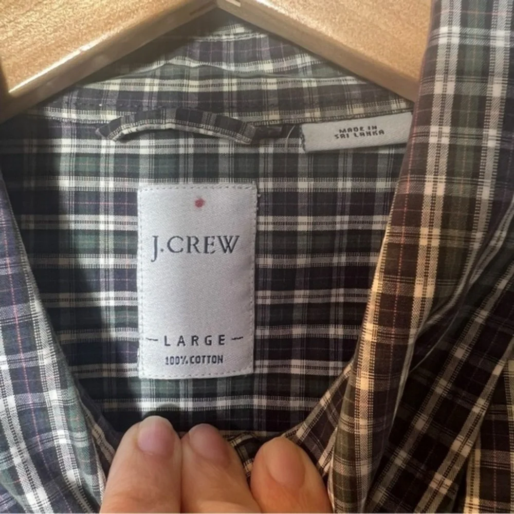 J. Crew Mens Button Down Plaid‎ Shirt Size L  100% Cotton